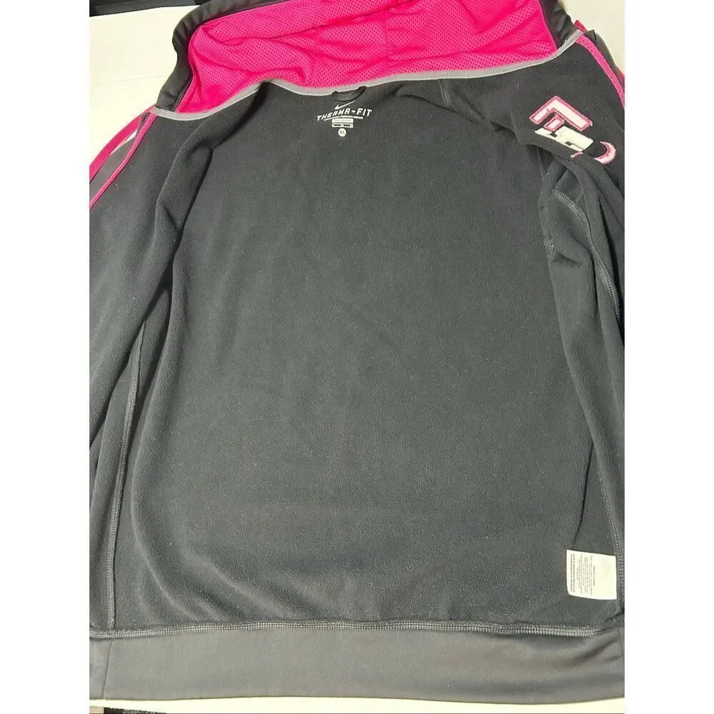 Nike Therma-Fit Full Zip Football Hoodie Performance Gear Black Pink Women's Siz